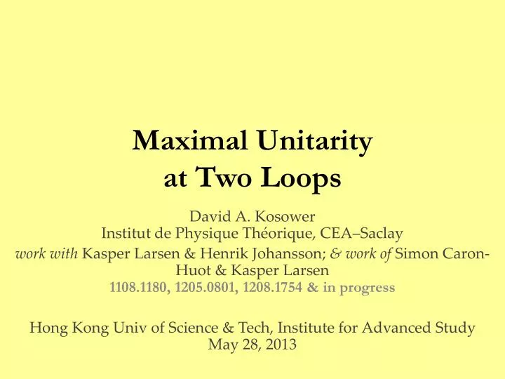 maximal unitarity at two loops