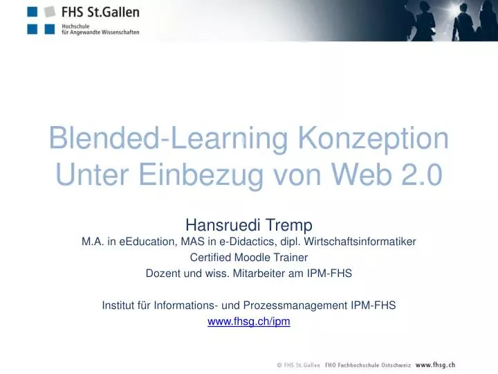 blended learning konzeption unter einbezug von web 2 0