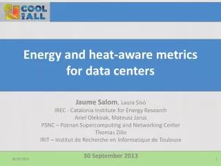 Energy and heat-aware metrics for data centers