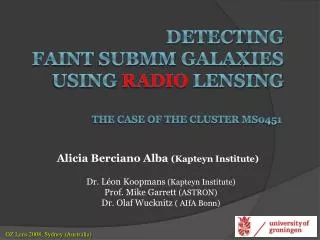 Detecting faint submm galaxies using RADIO lensing the case of the cluster MS0451