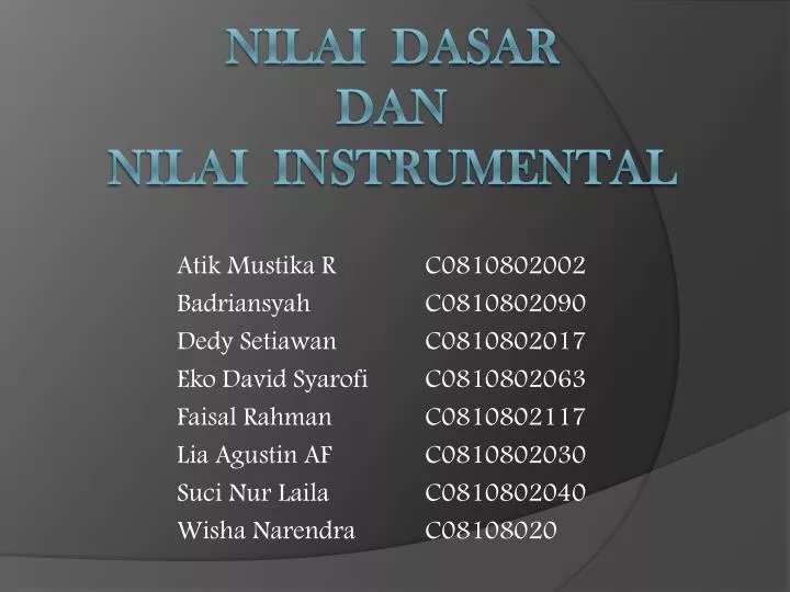 nilai dasar dan nilai instrumental