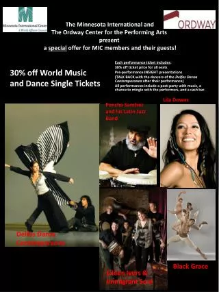 30% off World Music and Dance Single Tickets