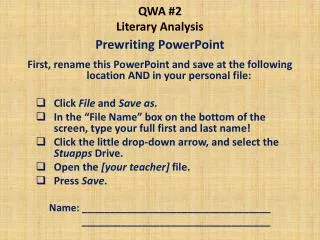 QWA #2 Literary Analysis