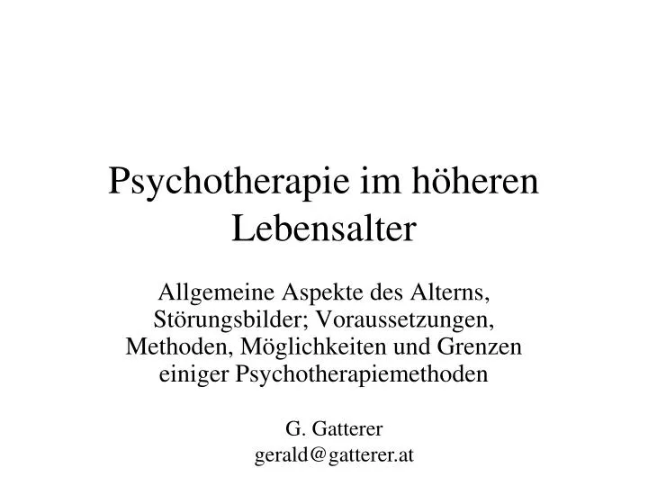 psychotherapie im h heren lebensalter