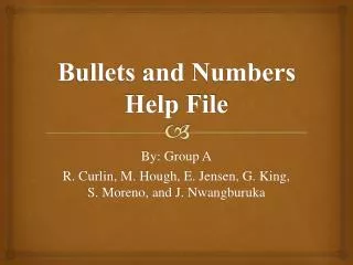 Bullets and Numbers Help File