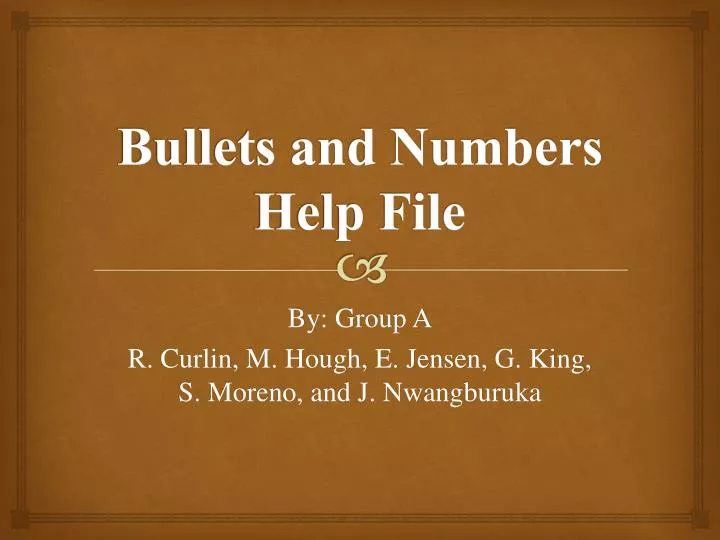 bullets and numbers help file