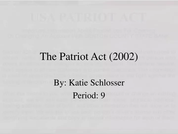 the patriot act 2002