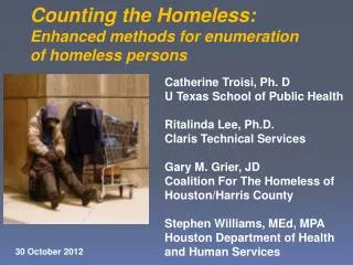 Counting the Homeless: Enhanced methods for enumeration of homeless persons