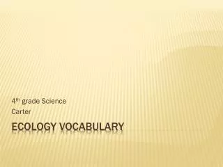 Ecology Vocabulary