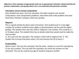 Calculators versus mental computation