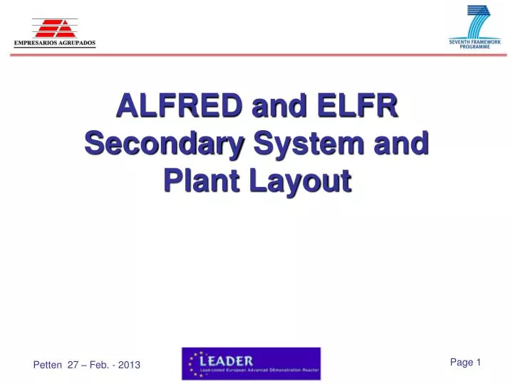 alfred and elfr secondary system and plant layout