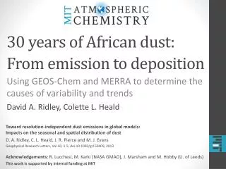 30 years of African dust: From emission to deposition