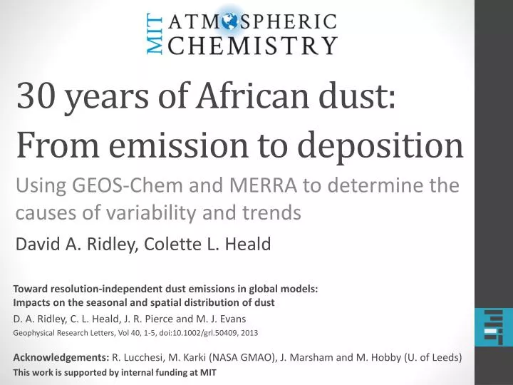 30 years of african dust from emission to deposition