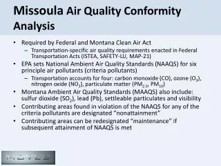 Missoula Air Quality Conformity Analysis