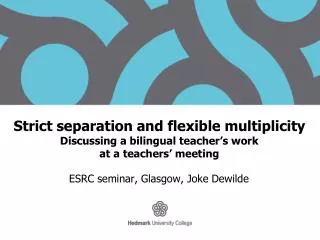 ESRC seminar, Glasgow, Joke Dewilde
