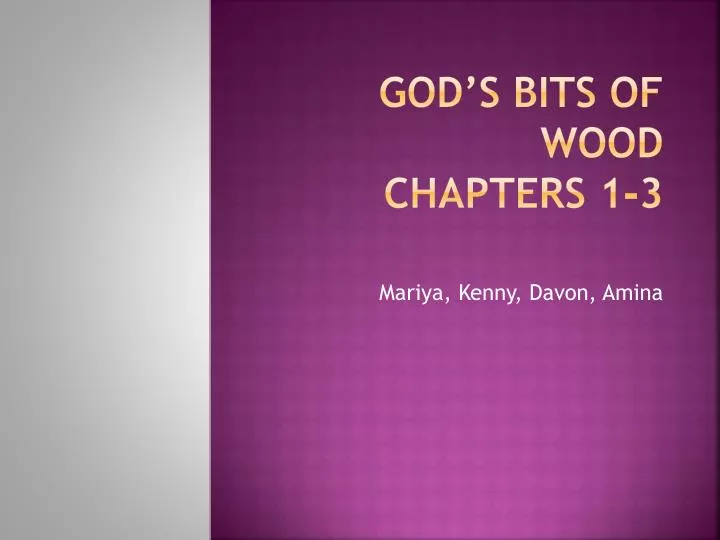 god s bits of wood chapters 1 3