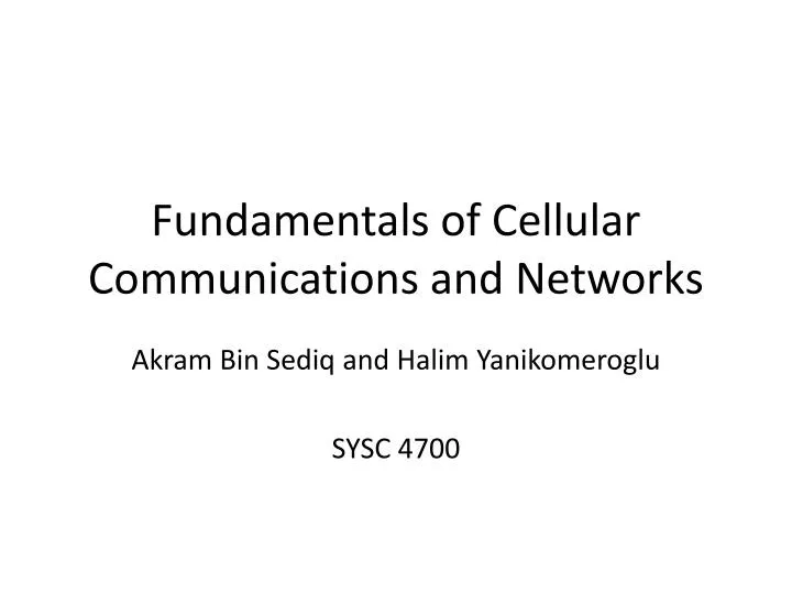 fundamentals of cellular communications and networks