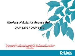 Wireless N Exterior Access Point DAP-3310 / DAP-3410