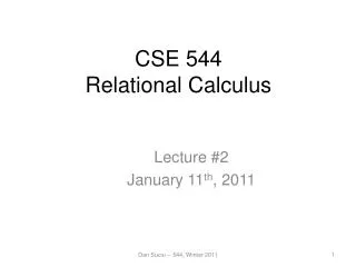 CSE 544 Relational Calculus
