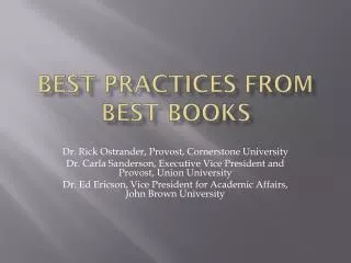 Best Practices from Best Books