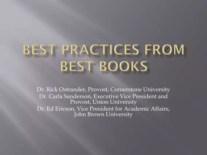best practices from best books
