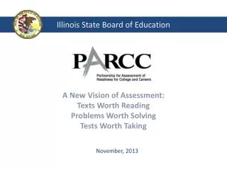 A New Vision of Assessment: Texts Worth Reading Problems Worth Solving Tests Worth Taking