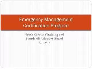 Emergency Management Certification Program