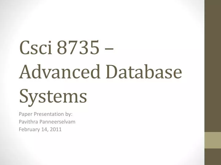 csci 8735 advanced database systems