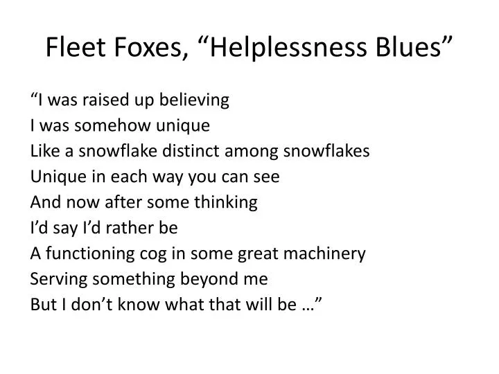 fleet foxes helplessness blues