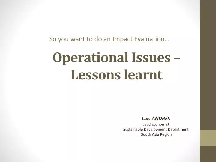 operational issues lessons learnt