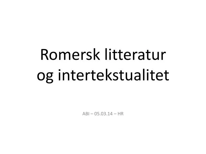 romersk litteratur og intertekstualitet