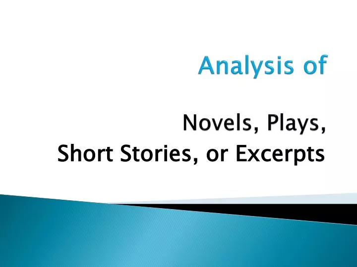 analysis of novels plays