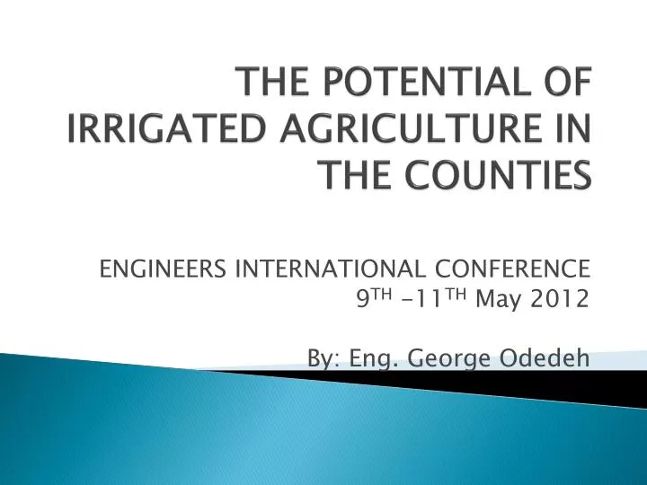 the potential of irrigated agriculture in the counties