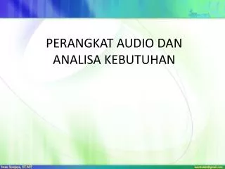 perangkat audio dan analisa kebutuhan