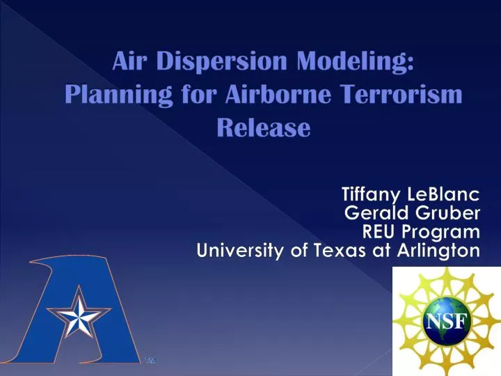 air dispersion modeling planning for airborne terrorism release