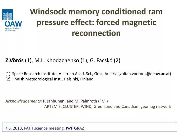 windsock memory conditioned ram pressure effect forced magnetic reconnection