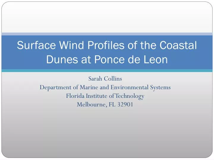 surface wind profiles of the coastal dunes at ponce de leon