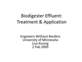 Biodigester Effluent: Treatment &amp; Application