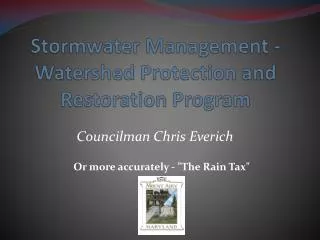 Stormwater Management - Watershed Protection and Restoration Program