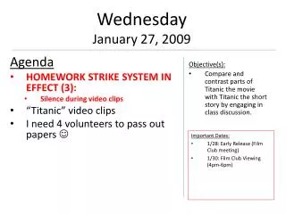 Wednesday January 27, 2009