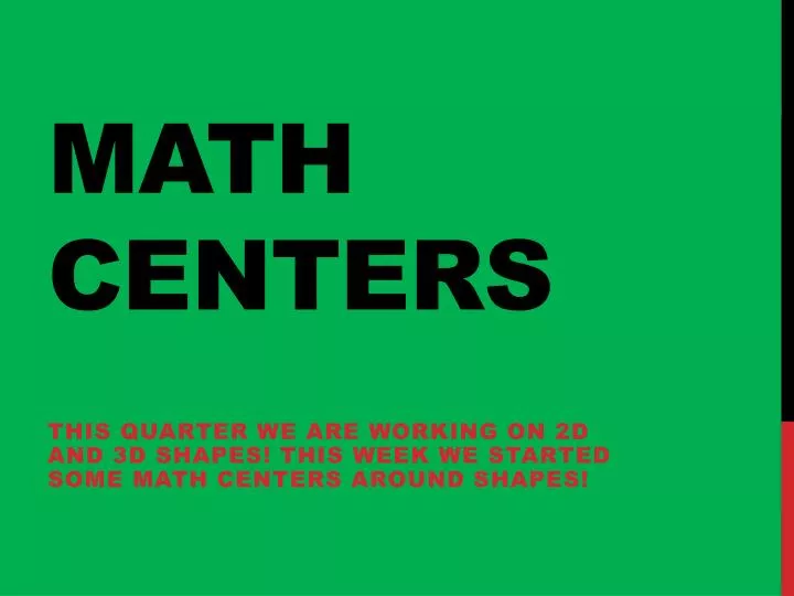 math centers