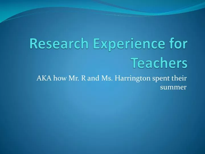 research experience for teachers