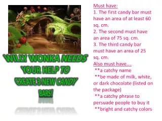 Willy wonka needs your help to create 3 new candy bars!