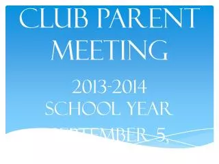Drama Club Parent Meeting