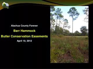 Alachua County Forever Barr Hammock Butler Conservation Easements April 10, 2012