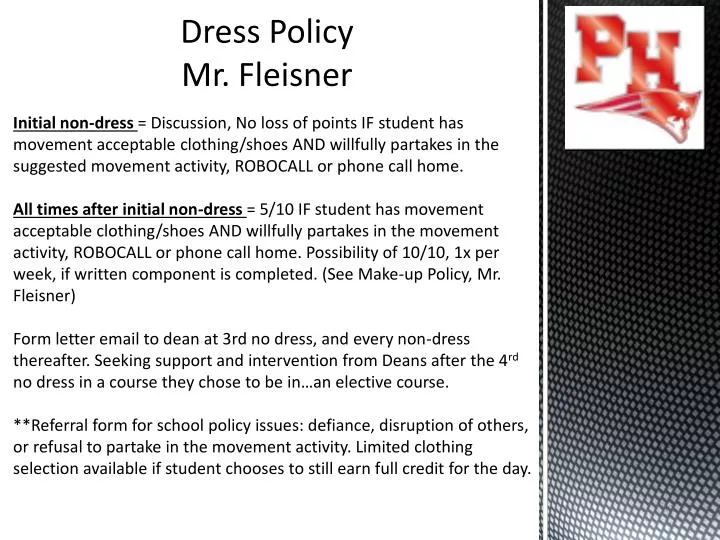 dress policy mr fleisner