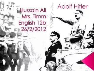 Hussain Ali M rs. Timm E nglish 12b 26/2/2012