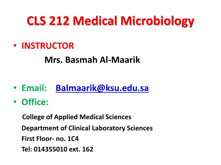 cls 212 medical microbiology
