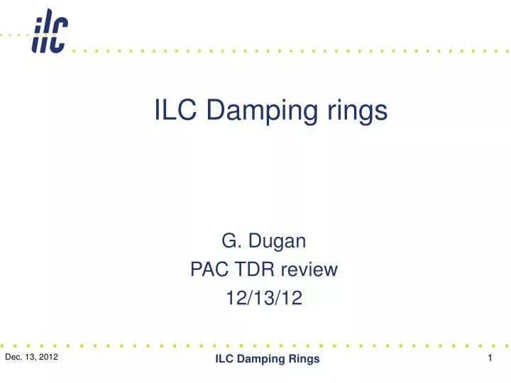 ilc damping rings
