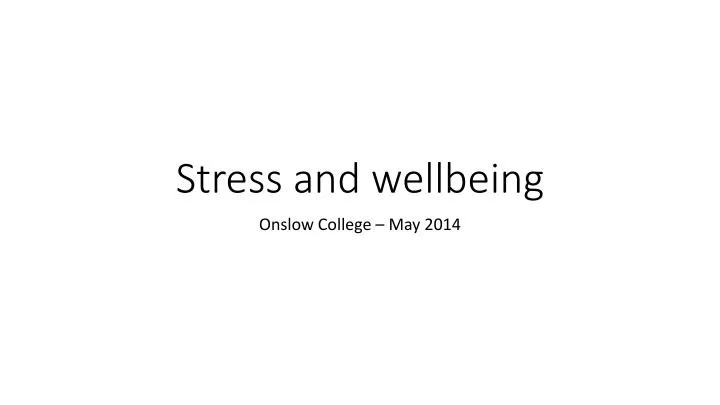 stress and wellbeing